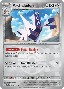 Archaludon 70/131 Reverse Rare Prismatic Evolutions Pokemon Cards - Image 1