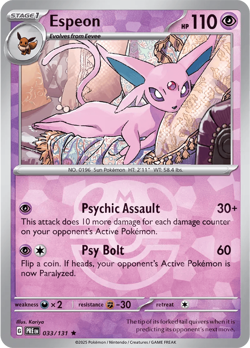 Espeon 33/131 Reverse Rare Prismatic Evolutions Pokemon Cards - Image 1