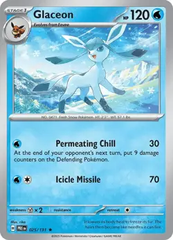 Glaceon 25/131 Holo Rare Prismatic Evolutions Pokemon Cards - Image 1