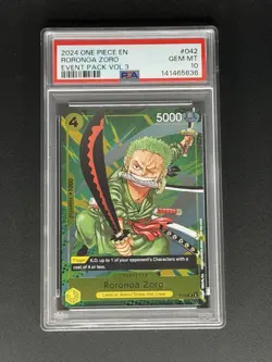 2024 ONE PIECE EVENT PACK VOL.3 #042 RORONOA ZORO PSA 10 - Image 1