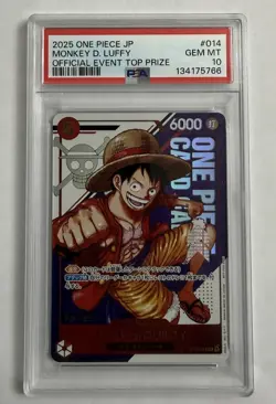 Bandai One Piece CCG Monkey D. Luffy Official Event Top Prize #014 PSA 10 2025 - Image 1