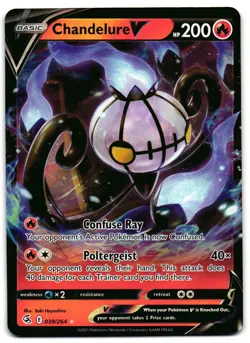 Chandelure V 039/264 - Fusion Strike Rare V Pokemon TCG Holo - M/LP Card - Image 1