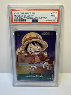2023 One Piece Monkey D Luffy 1st Anniversary Tournament Stamped PSA Mint 9 - Image 1