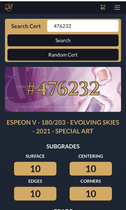 Espeon V Evolving Skies Alt Art Pokemon TCG Card ACE 10 GEM MINT 💎 180/203 - Image 3
