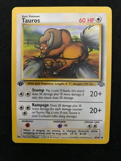 Tauros 47/64 Jungle Set | Near Mint (NM) - vintage Pokemon card TCG 1999 WOTC - Image 1