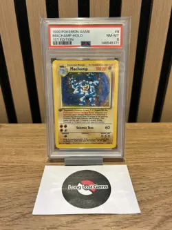 PSA 8 Machamp 8/102 Base Set 1st Edition Pokemon Card MINT - Image 1