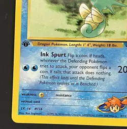 Pokemon TCG 1st Edition Gym Challenge Misty’s Horsea 87/132 LP Vintage Card 2000 - Image 5