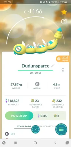 👍Non Shiny Dudunsparce (Dummimisel) Three Segment Pokemon GO✌ Registered or 20k - Image 1