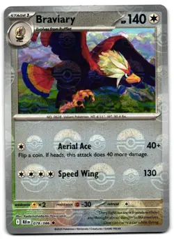 Braviary 078/086 - 🌊 Black Bolt Pokemon TCG Reverse Holo POKE BALL 🖤 - M/LP - Image 1