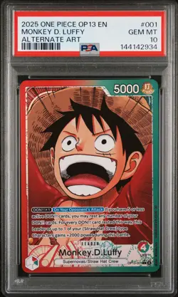 One Piece OP13 Carrying on His Will - Monkey.D.Luffy 001 Leader Alt Art - PSA 10 - Image 1