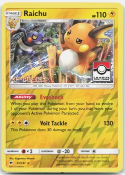 Raichu (League Challenge) [2nd Place] 41/147 Holo League & Championship Cards NM - Image 1