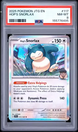 2025 POKEMON JTG EN-JOURNEY TOGETHER 117 HOP'S SNORLAX - Image 1