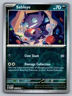 Pokemon TCG SV05: Temporal Forces Sableye 107/162 Reverse Holo - Image 1