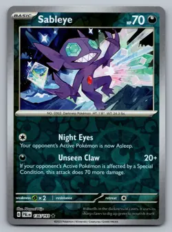 Pokemon TCG SV02: Paldea Evolved Sableye 136/193 Reverse Holo - Image 1