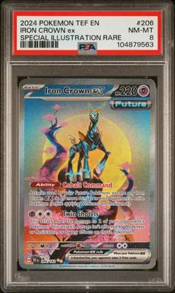 Pokemon Iron Crown ex 206/162 Sv05: Temporal Forces Holo PSA 8 - Image 1