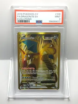 2016 POKEMON XY EVOLUTIONS #106 FULL ART/DRAGONITE EX PSA 9 - Image 1