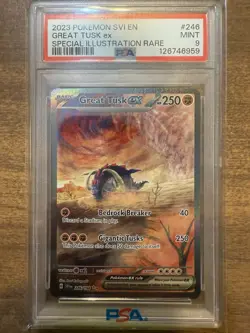 2023 POKEMON SVI EN GREAT TUSK ex SPECIAL ILLUSTRATION RARE PSA 9 MINT! - Image 1