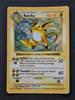 Raichu #14 / 102 SHADOWLESS Base Set Holo - MP - Pokemon 1999 TCG WOTC - Image 1