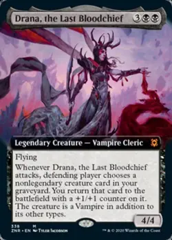 Drana, the Last Bloodchief (Extended Art) -Foil Light Play MTG Zendikar Rising - Image 1