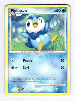 Piplup Supreme Victors #121 (2009) Common NM Pokemon - Image 1