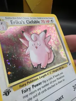 1st Edition Erika's Clefable Gym Heroes 3/132 Holo Rare Pokemon Card LP - Image 2