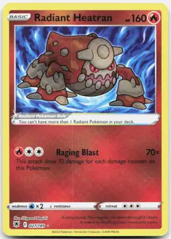 Pokemon TCG Radiant Heatran SWSH10: Astral Radiance Radiant Rare 027/189 Holo - Image 1