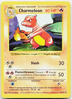 Pokemon TCG Charmeleon Base Set (Shadowless) Uncommon 024/102 Unlimited - Image 1