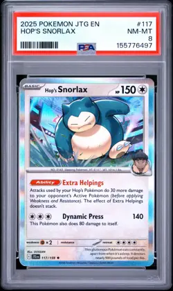 2025 POKEMON JTG EN-JOURNEY TOGETHER 117 HOP'S SNORLAX - Image 1