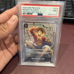 2026 ONE PIECE PROMOS TIN PACK SET VOL.2 #075 MONKEY D. LUFFY PSA 9 - Image 1