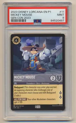 PSA 9 Disney Lorcana Mickey Mouse Musketeer GENCON Promo 11/P1 MINT! - Image 1