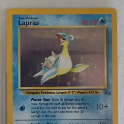 Pokemon Lapras 10/62 Fossil Holo Rare 80 HP Basic Card 1999 Wizards - Image 1