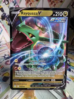 2021 Pokemon SWSH Evolving Skies RAYQUAZA V 110/203 Full Art Rare Card - Image 1