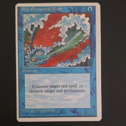 MTG Blue Elemental Blast Revised Edition 1995 English Misprint Off Center - Image 1