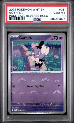 2025 POKEMON WHT EN-WHITE FLARE POKE BALL REVERSE HOLO #041 GOTHITA PSA 10 - Image 1