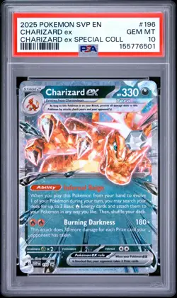 2025 POKEMON SVP EN-SV BLACK STAR PROMO 196 CHARIZARD EX CHARIZARD ex PSA 10 - Image 1