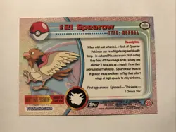 Spearow #21 Topps 1999 TV Animation Edition Non Holo Pokemon-Black Logo - Image 2