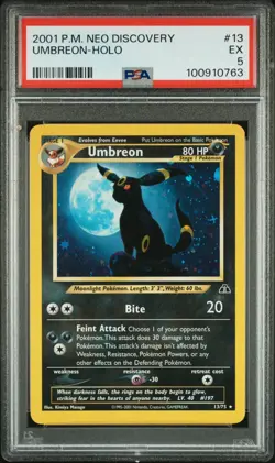 PSA 5 EX 2001 POKEMON NEO DISCOVERY #13 UMBREON-HOLO TRADING CARD - Image 1