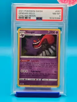 PSA 8 - 2021 POKEMON SWORD & SHIELD CHILLING REIGN 057 GENGAR-HOLO - Image 1