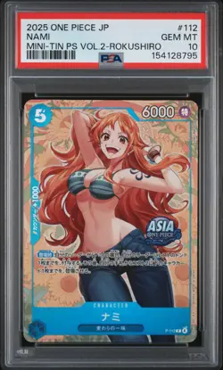 Nami PSA10 2025 One Piece Japanese Mini-Tin Pack Set Vol.2-Rokushiro #112 - Image 1