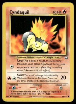 Pokemon Cards Cyndaquil 56/111 Unlimited Neo Genesis WOTC Common LP - Image 1