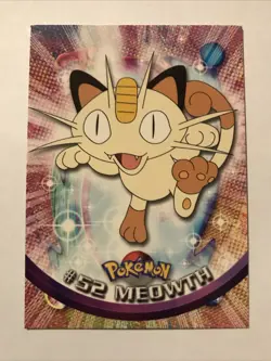 Meowth #52 1999 Topps Pokemon TV Animation Edition Series 1 Black Logo - Image 1
