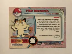 Meowth #52 1999 Topps Pokemon TV Animation Edition Series 1 Black Logo - Image 2