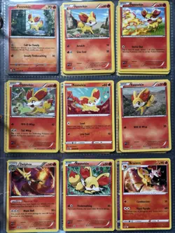 Pokemon Card Species Set Lot - 9x Unique Cards / Fennekin Family - Image 1