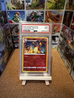 Pokemon Charizard 025/185 Vivid Voltage Reverse Foil Card PSA 9 Mint - Image 1
