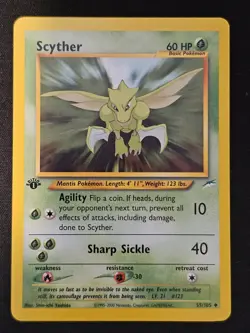 Pokemon TCG Scyther 55 1st Edition Neo Destiny Mint Near Mint - Image 1