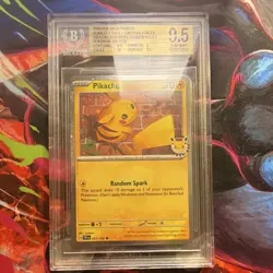 Pokemon TCG SV Temporal Forces Pikachu 051/162 Cosmos Holo Promo Eng BGS 9.5 - Image 1