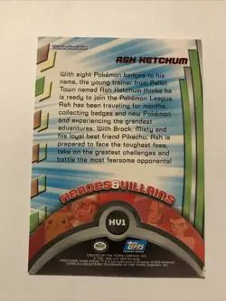 Ash Ketchum Pokemon HV1 Topps Blue Logo TV Animation Edition - Image 2