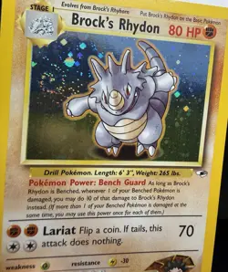 Pokemon Tcg - Brock's Rhydon - Gym Heroes Holo - 2/132 - Additional Ink Error - Image 2