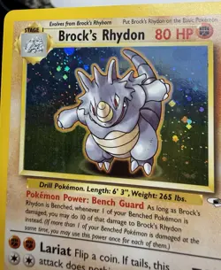 Pokemon Tcg - Brock's Rhydon - Gym Heroes Holo - 2/132 - Additional Ink Error - Image 3
