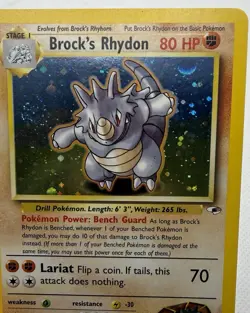 Pokemon Tcg - Brock's Rhydon - Gym Heroes Holo - 2/132 - Additional Ink Error - Image 4